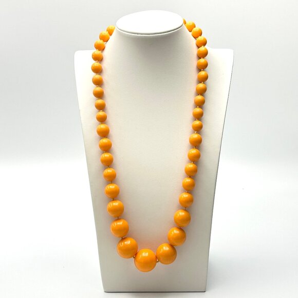 Vintage Rockabilly – Orange Lucite Graduated Bead Necklace 25.5" — MCM 1950s—GUC - Picture 6 of 8